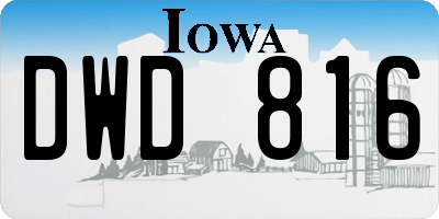 IA license plate DWD816
