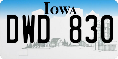 IA license plate DWD830