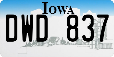 IA license plate DWD837
