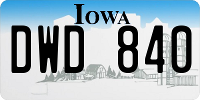 IA license plate DWD840