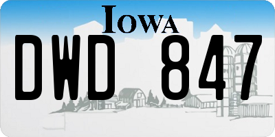 IA license plate DWD847