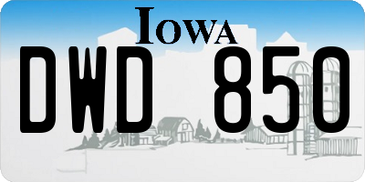 IA license plate DWD850