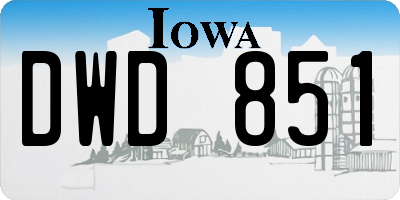 IA license plate DWD851