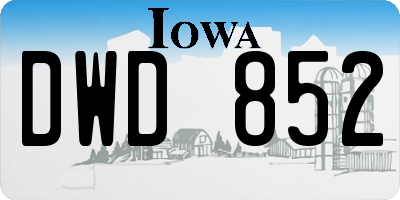 IA license plate DWD852