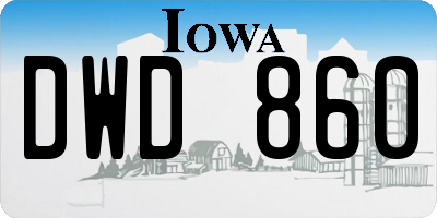 IA license plate DWD860