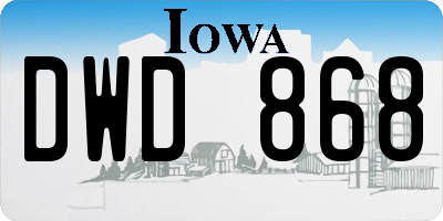 IA license plate DWD868