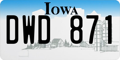 IA license plate DWD871