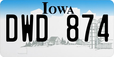 IA license plate DWD874