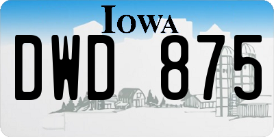 IA license plate DWD875