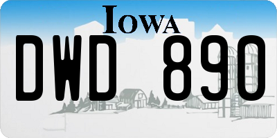 IA license plate DWD890