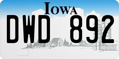 IA license plate DWD892