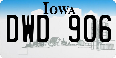IA license plate DWD906