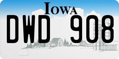 IA license plate DWD908