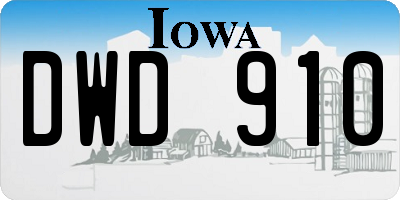 IA license plate DWD910