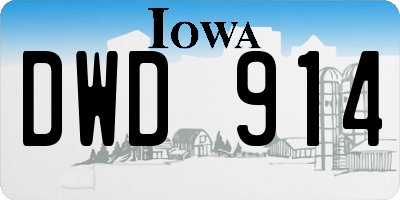 IA license plate DWD914
