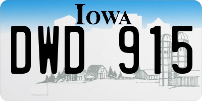 IA license plate DWD915