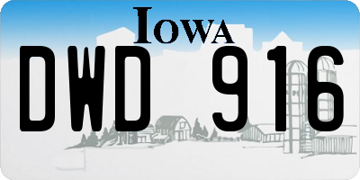 IA license plate DWD916