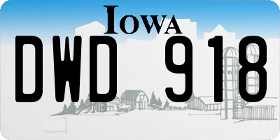 IA license plate DWD918