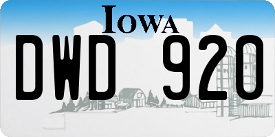 IA license plate DWD920