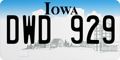 IA license plate DWD929