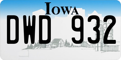 IA license plate DWD932