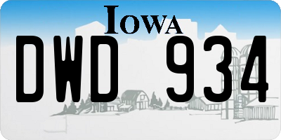 IA license plate DWD934