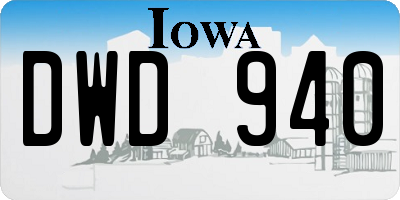 IA license plate DWD940