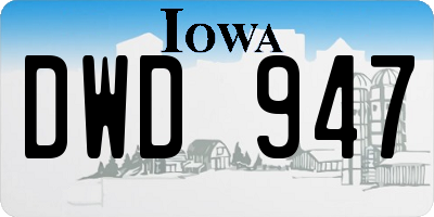 IA license plate DWD947