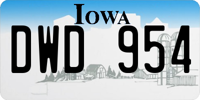 IA license plate DWD954