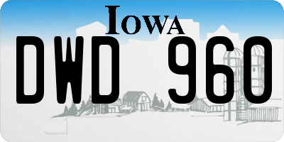 IA license plate DWD960