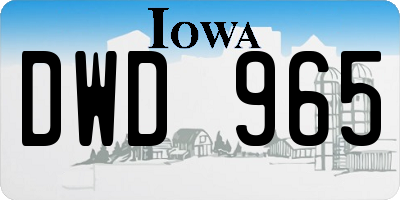 IA license plate DWD965