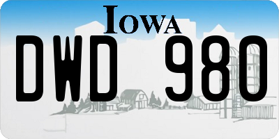 IA license plate DWD980