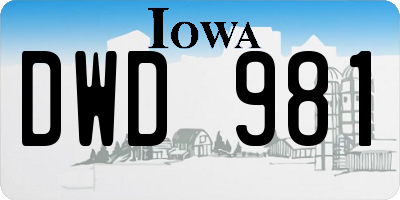 IA license plate DWD981