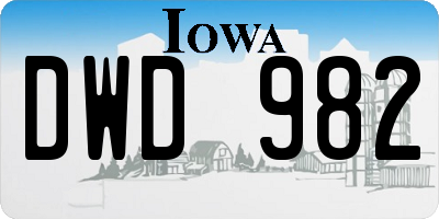 IA license plate DWD982