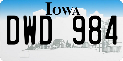 IA license plate DWD984