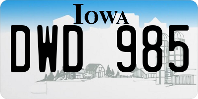 IA license plate DWD985