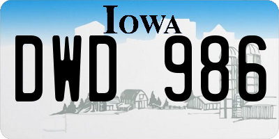 IA license plate DWD986