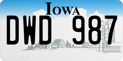 IA license plate DWD987