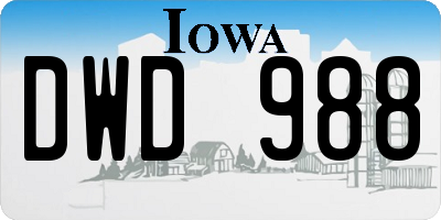IA license plate DWD988