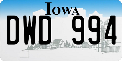 IA license plate DWD994