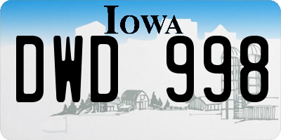 IA license plate DWD998