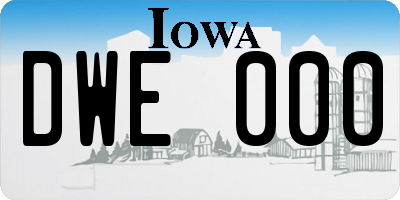 IA license plate DWE000