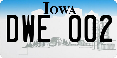 IA license plate DWE002