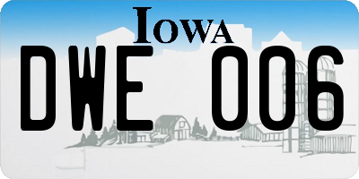 IA license plate DWE006