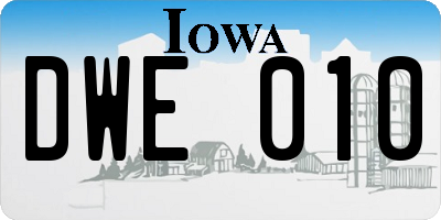 IA license plate DWE010