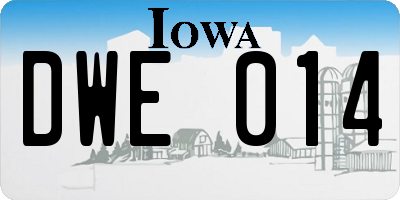 IA license plate DWE014