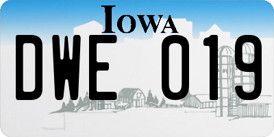 IA license plate DWE019