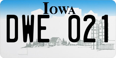 IA license plate DWE021
