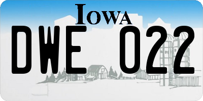 IA license plate DWE022