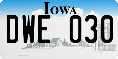IA license plate DWE030